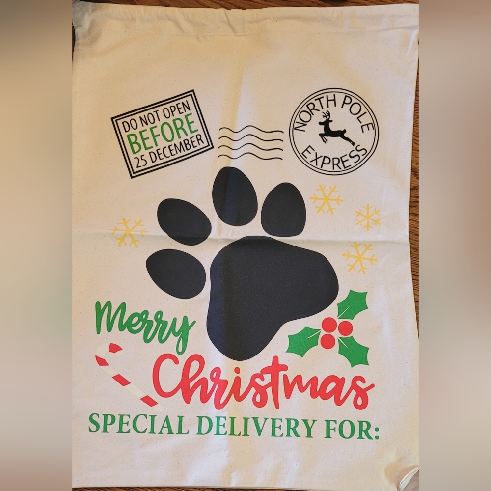 ***3/$12***Paw Print Large Santa Sac Gift Bag